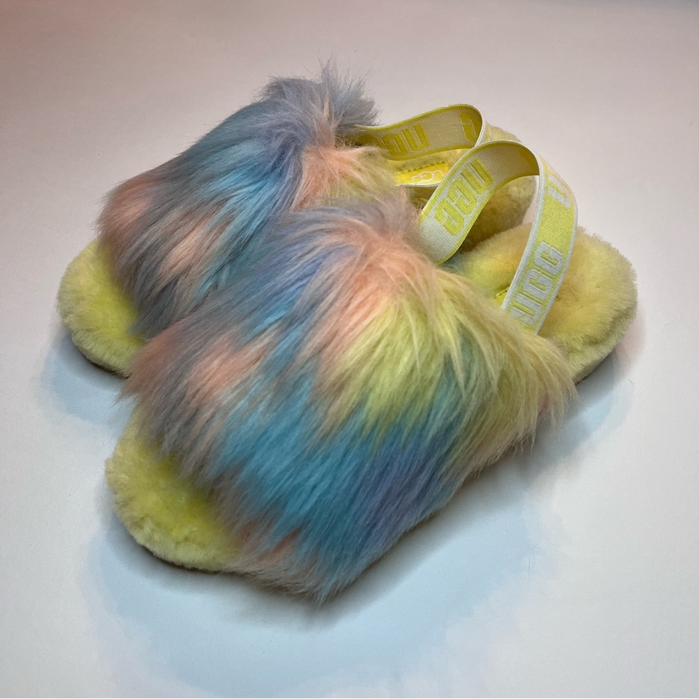 UGG Australia Fluff Yeah Slide Lemonade Tie-Dye Slippers Women’s Sz. 7 - Picture 4 of 11